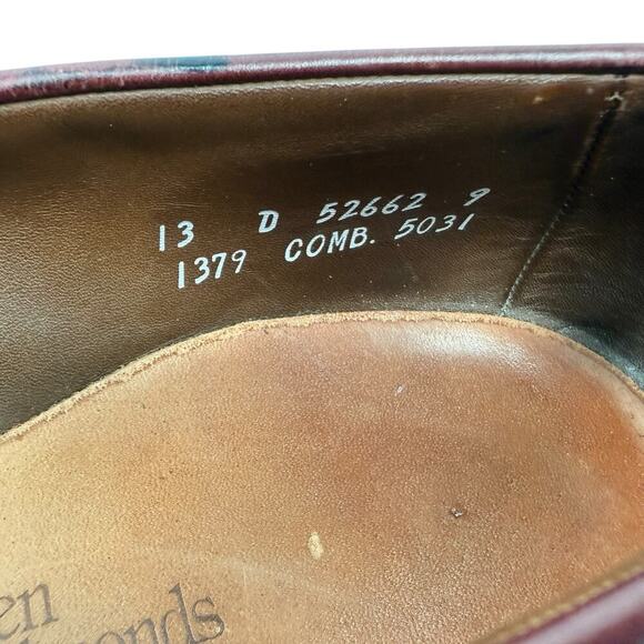 Allen Edmonds Loafer Size 13 D Burgundy Leather Chelsea Dress Kiltie Tassel - Picture 10 of 11